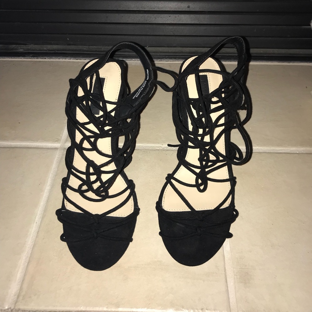 Black lace up heels
